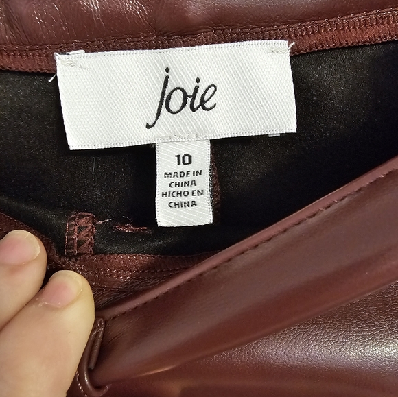 JOIE Faux Leather Pants Black Ankle Length Straight Leg Limited Edition NWT 10 - Picture 2 of 7